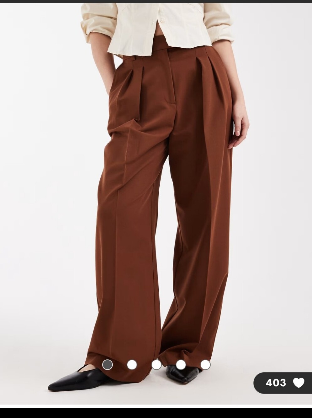 ASOS Women's Wide Leg Pleated Trousers in Brown